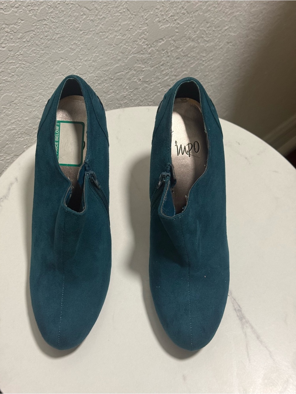 Teal Suede Side-Zip Ankle Booties